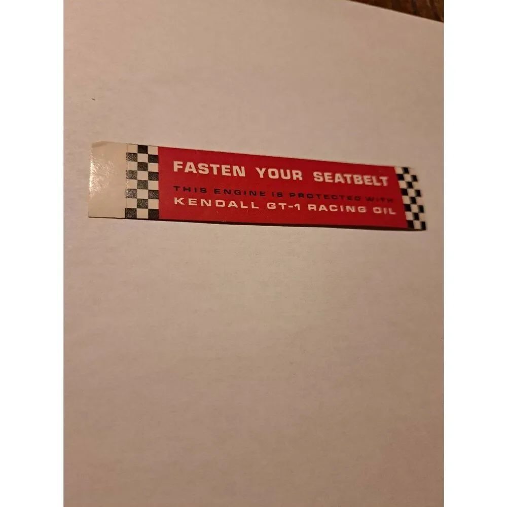 Vintage Rare Fasten Seat Belt Kendall GT-1 Racing Oil Rat Hot Rod Sticker Decal